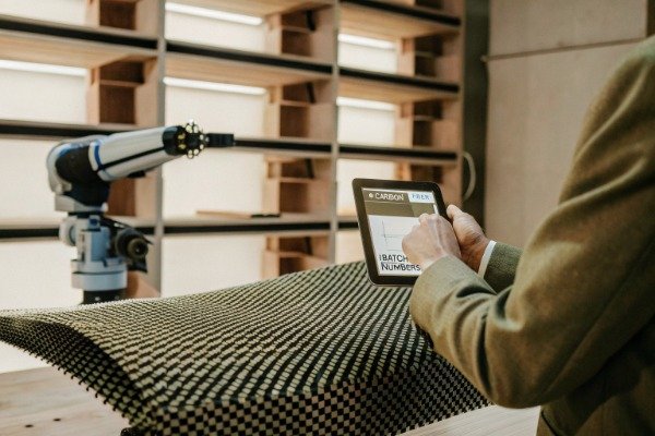 Material manager using tablet with robotic arm (ID#1)