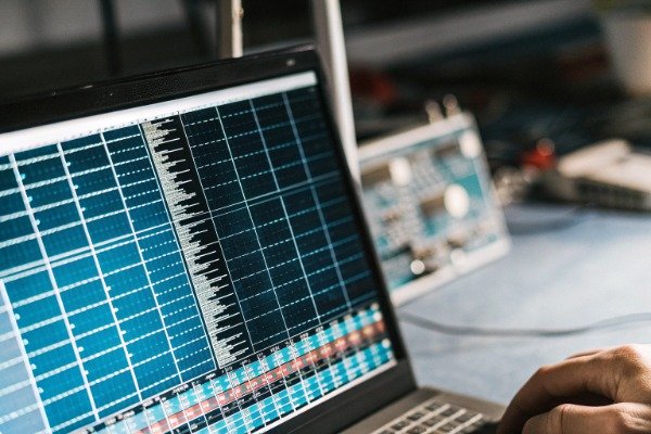 Flight logs screen Close-up of computer screen with flight controller logs (ID#2)