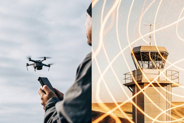 Drone feed split Split image of drone feed and firefighting tower (ID#2)