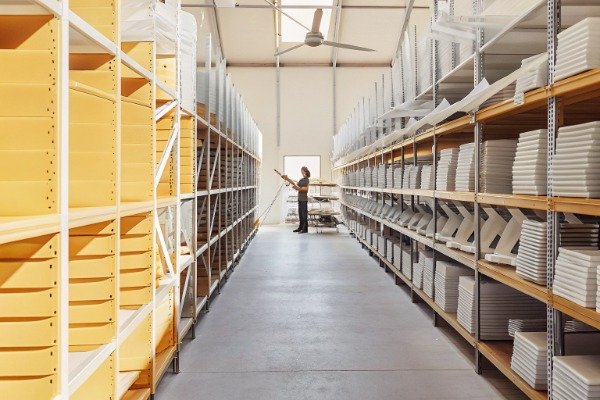 Well organized drone parts in warehouse shelves (ID#3)