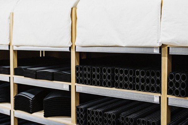 Raw material warehouse Organized raw material warehouse shelves (ID#4)