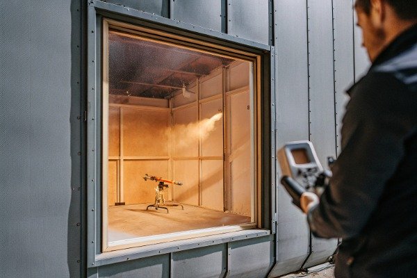 Drone testing chamber in specialized factory laboratory (ID#4)