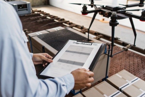 Quality drone capturing moment during factory audit (ID#4)