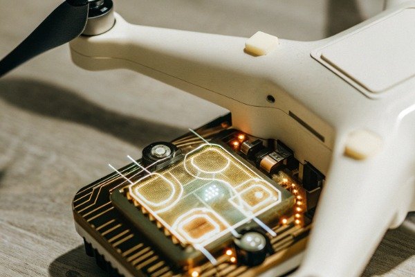 Drone chip glowing with security features (ID#5)