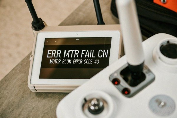 عرض رمز الخطأ تظهر محطة التحكم الأرضية للطائرة بدون طيار رمز خطأ المحرك (ID#5)