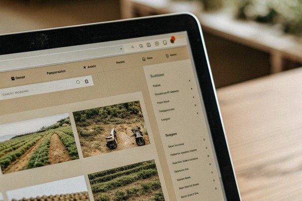 Ordinateur portable affichant une galerie d'images agricoles (ID#2)