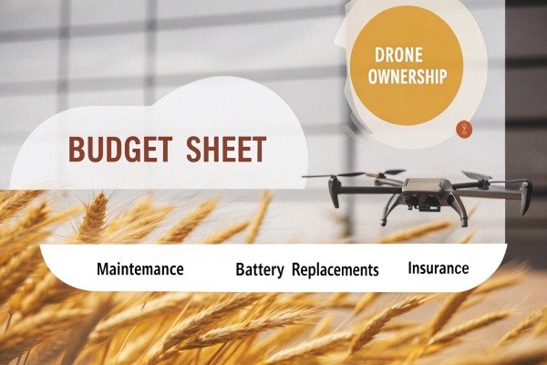 Drone budget sheet Drone budget sheet with flying drone and wheat field (ID#3)