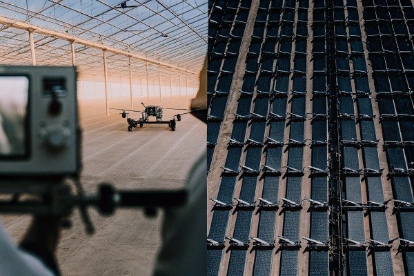 Drone testing and solar panel array indoors (ID#4)