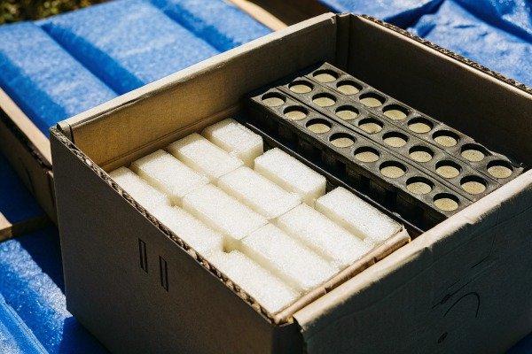 Box with foam inserts and drone parts (ID#5)