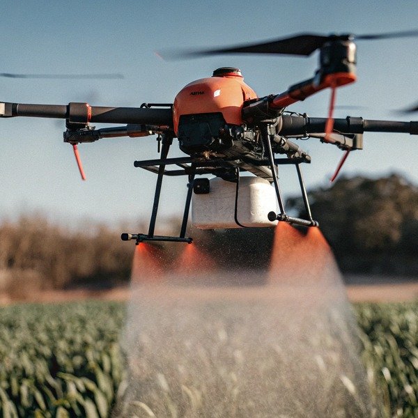 Drone spraying crops in field (ID#1)