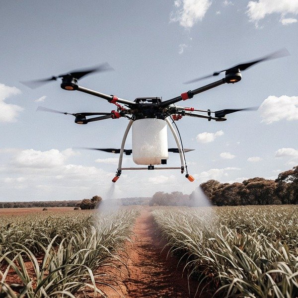 Agricultural drone spraying crops in field (ID#1)