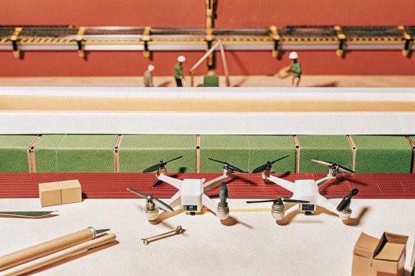 Small drones on model landscape setup (ID#3)