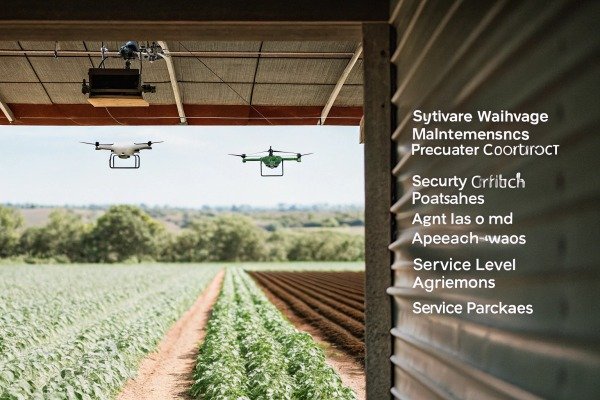 Drones flying over agricultural field with text overlay (ID#3)