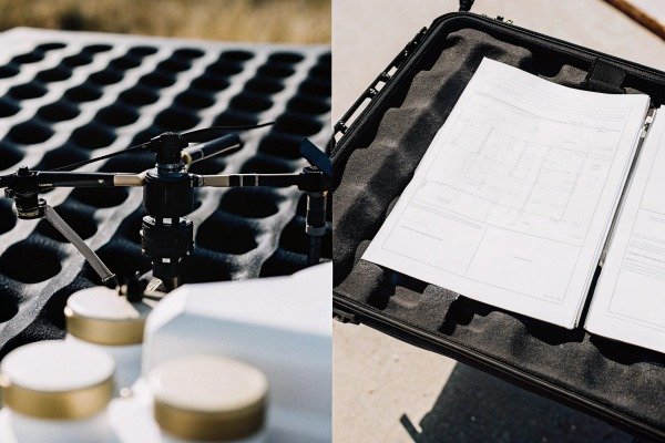 Drone equipment and documents in protective case (ID#4)