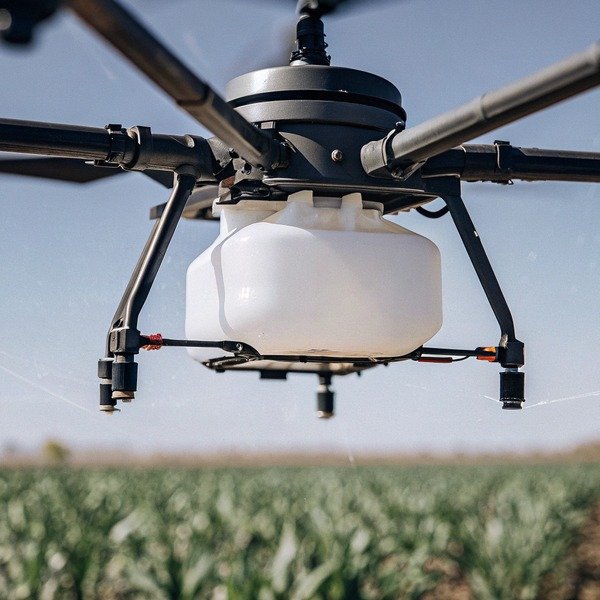 Close-up of drone spraying crops in field (ID#1)