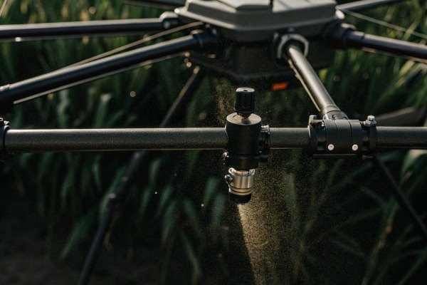 Close-up of drone spraying crops in field (ID#3)