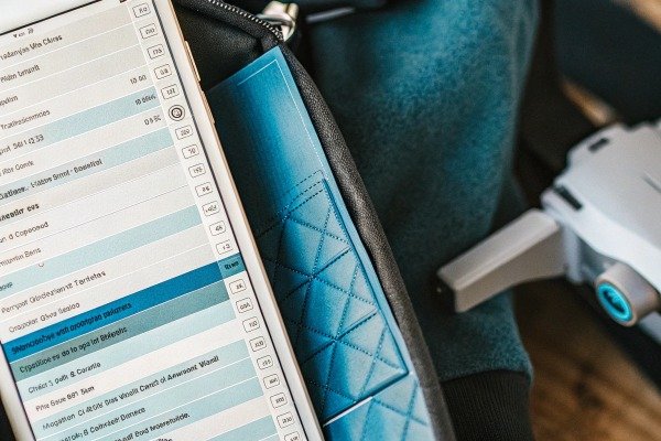 Tablet showing data analysis with drone case (ID#2)