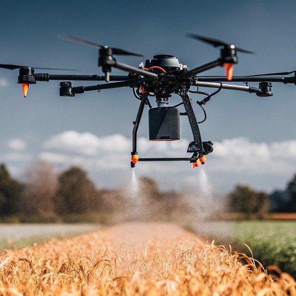 Drone spraying crops in field (ID#1)
