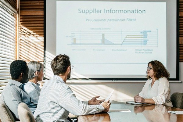 Business meeting with presentation on screen (ID#5)