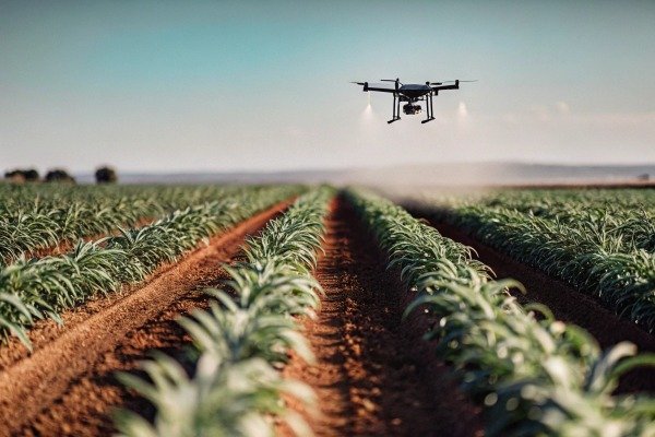 Drone flying over agricultural field (ID#5)