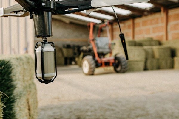 Close-up of drone spray nozzle in barn (ID#3)