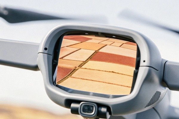 Drone camera showing aerial view of farmland (ID#4)