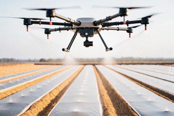 Agricultural drone spraying crops in field (ID#5)