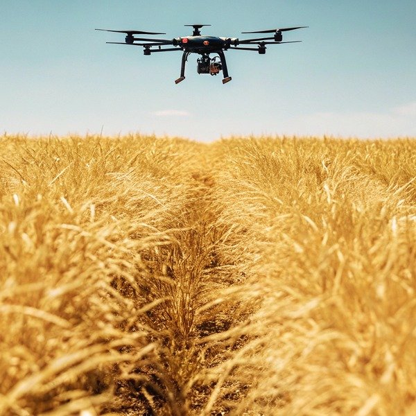 طائرة بدون طيار تحلق فوق حقل قمح ذهبي (ID#1)