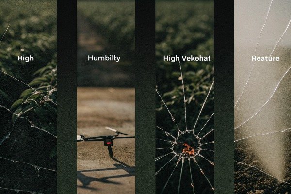 Broken glass effect with drone and text (ID#3)