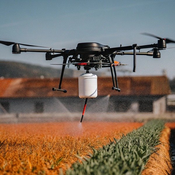 Drone spraying crops in field (ID#1)