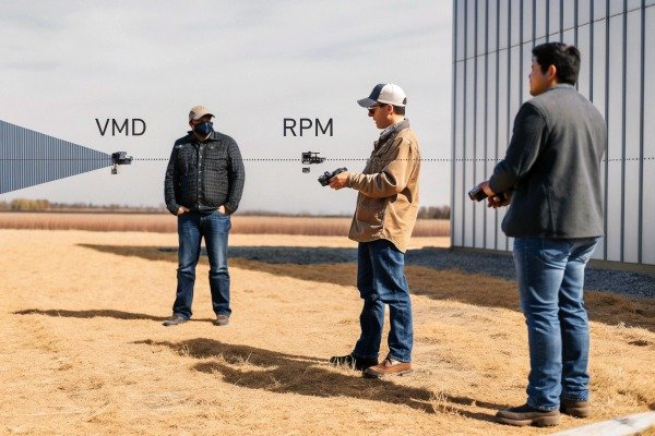 People operating drones outdoors on dry grass (ID#2)
