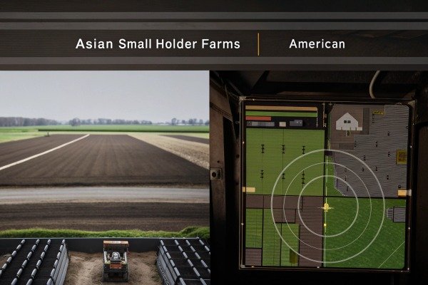 Farm machinery control screen showing field layout (ID#4)