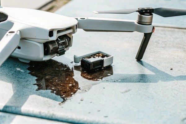 Drone with spilled liquid on ground (ID#2)