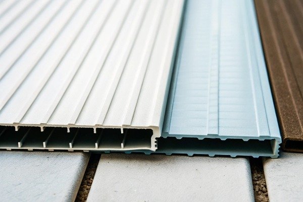 Plastic panel edges Close-up of plastic panel edges on surface (ID#2)