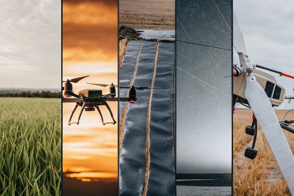 Collage of drones and agricultural scenes (ID#5)