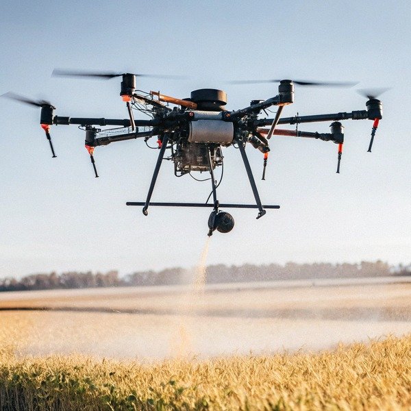 Agricultural drone spraying crops in field (ID#1)
