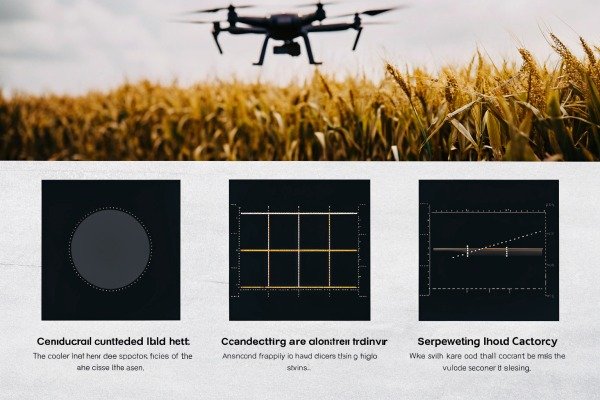 Drone over wheat field with data charts (ID#3)