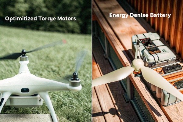 Drone motors and battery close-up outdoors (ID#4)