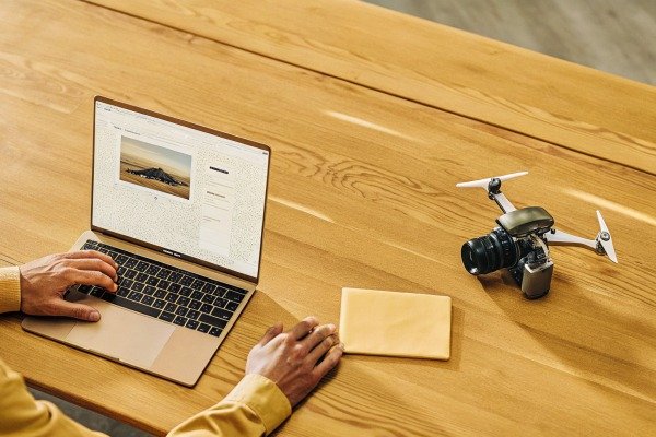 Close-up of a high-tech drone camera gimbal and sensor system (ID#2)