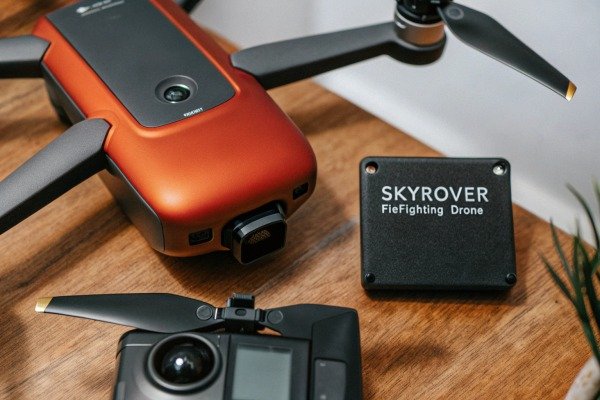 Aerial view captured by a drone showing a coastal city skyline (ID#5)