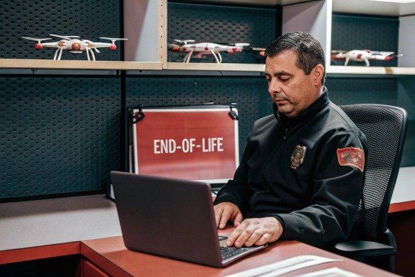 High-Tech Drone Camera Lens Close-up of a high-tech drone camera lens and gimbal system (ID#2)