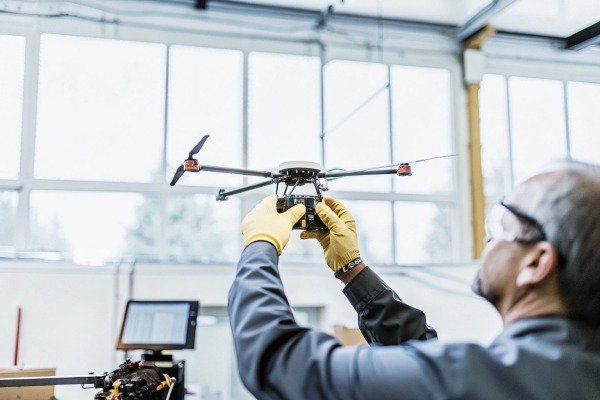 Remote control transmitter used for operating a modern quadcopter drone (ID#3)