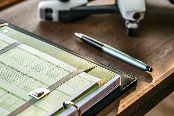 Drone pilot using a tablet to monitor flight data and live video (ID#4)