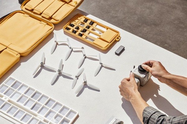 Close-up view of a high-tech drone camera and gimbal system (ID#2)