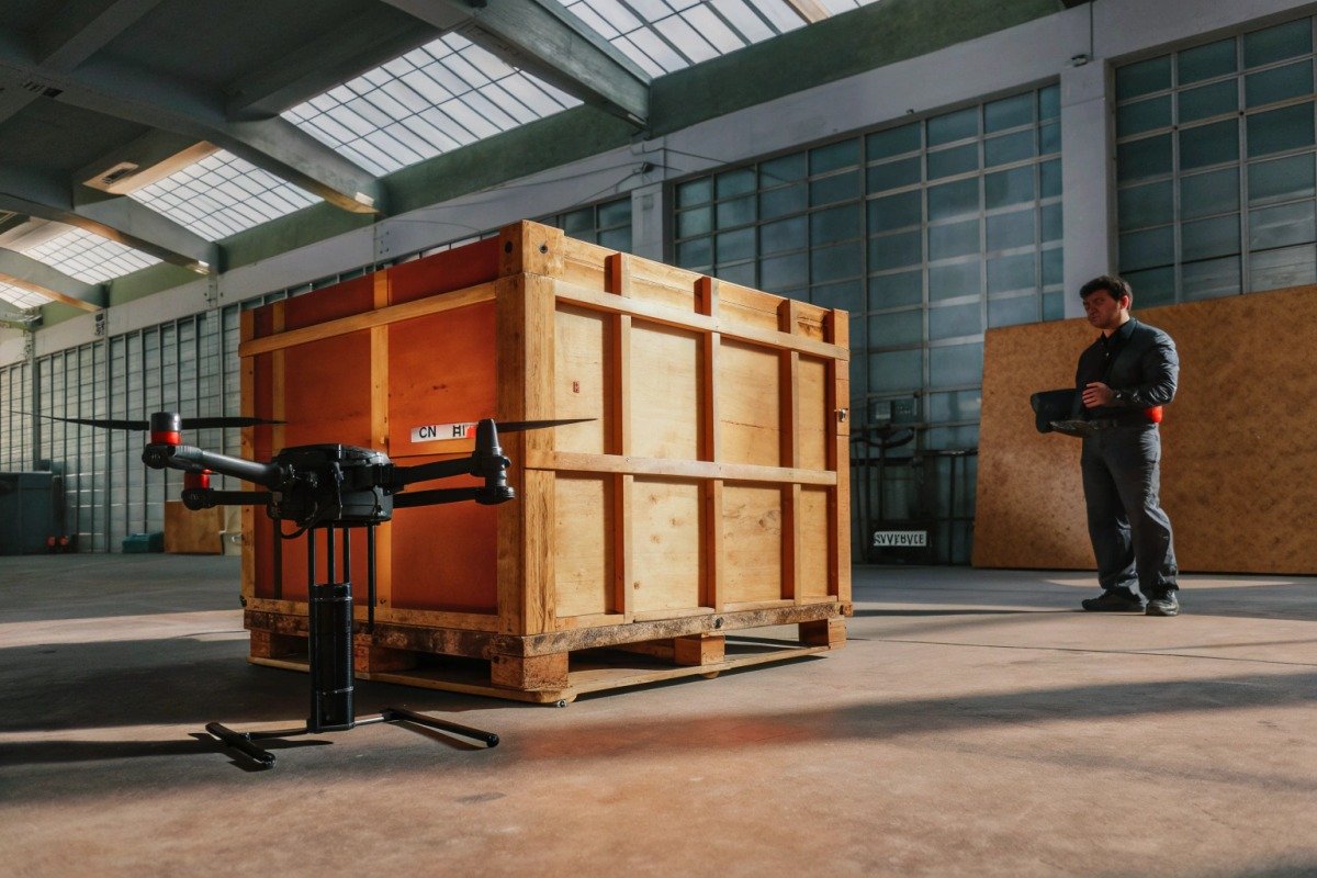 Wooden crates for firefighting drones meeting US fumigation rules for shipping from China (ID#1)