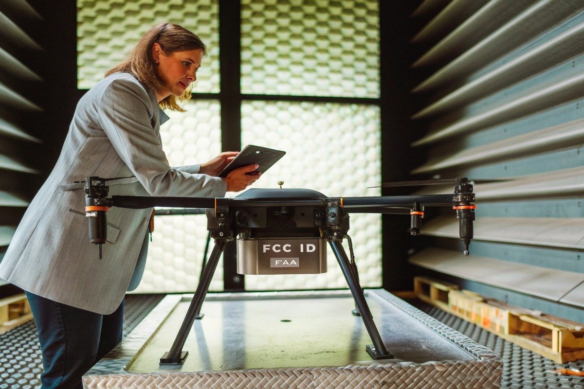 Firefighting drone labels and manuals complying with United States regulatory standards (ID#1)