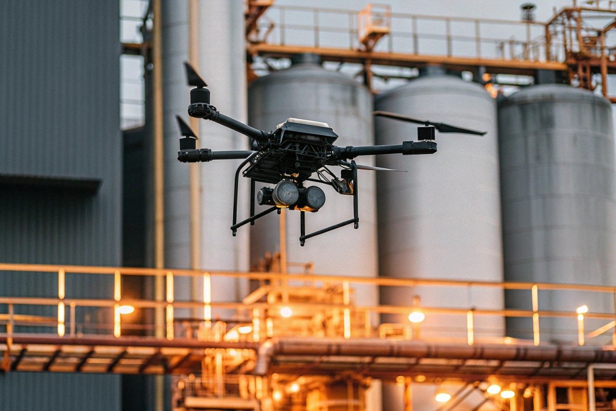 Firefighting drone with explosion-proof certifications for chemical park safety standards (ID#1)