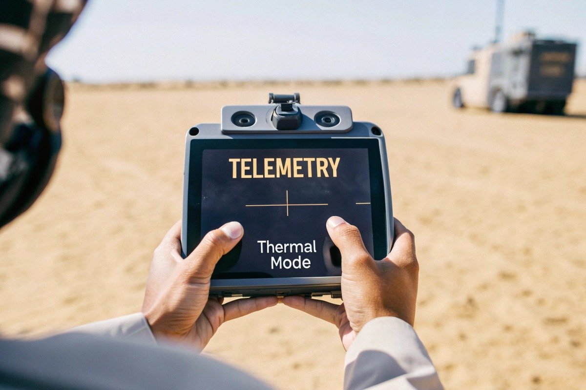 Software settings for high-contrast display and thermal color palettes on drone controllers (ID#4)
