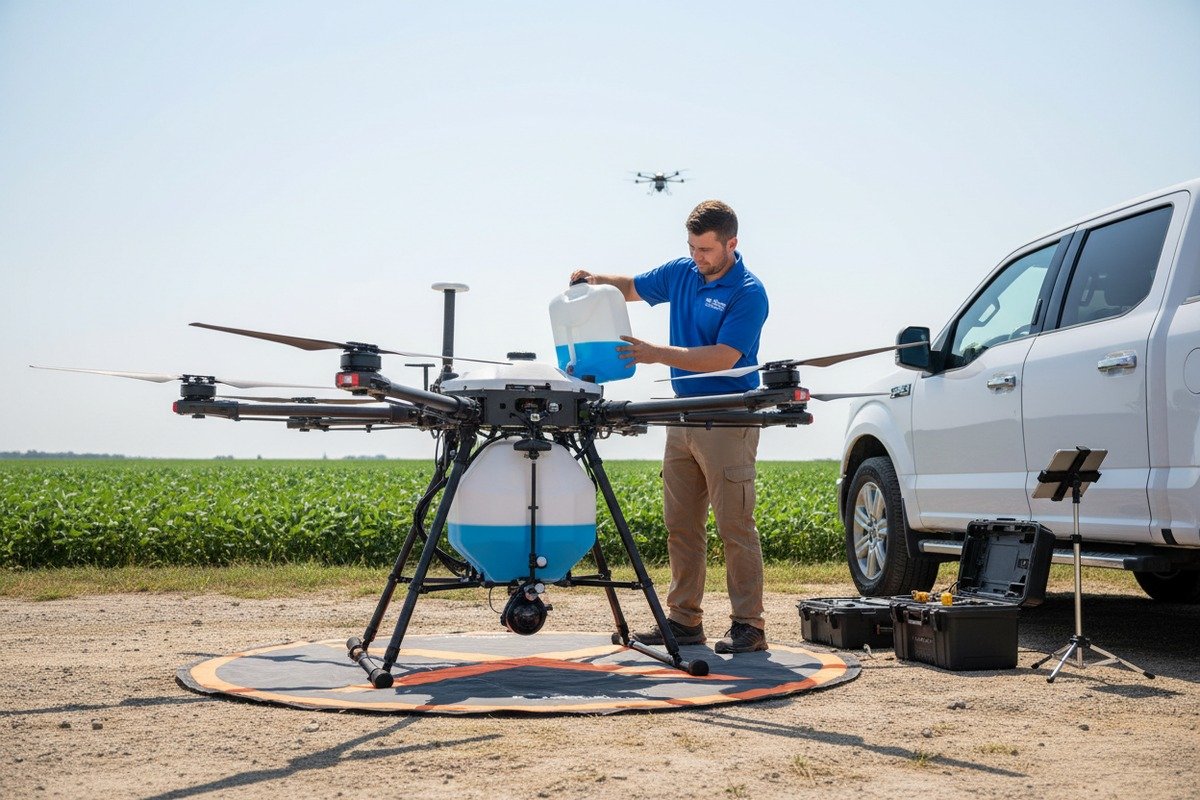 Spraying coverage comparison between 10L and 30L drones per hour on US farms (ID#2)