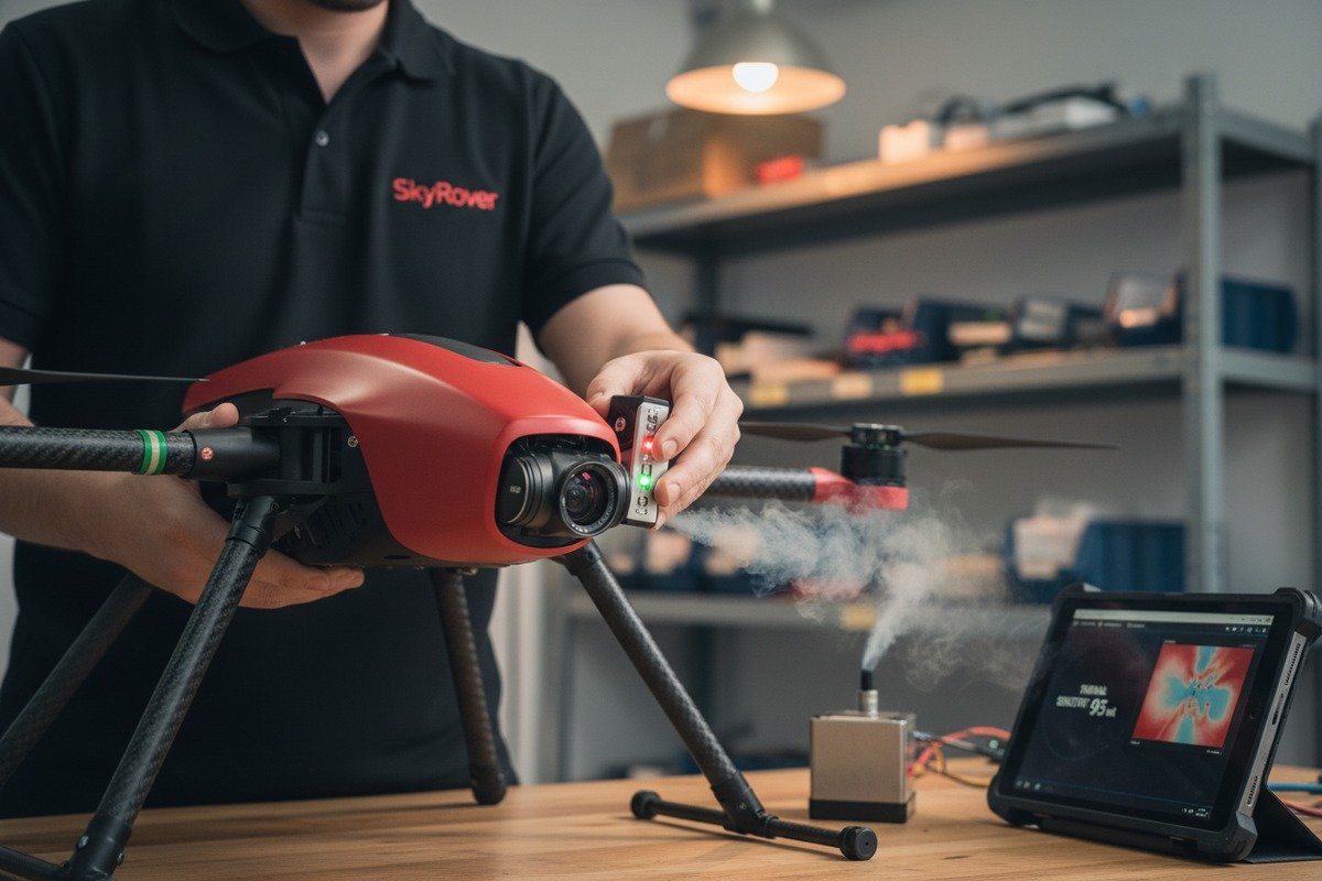Setting up a controlled smoke chamber to verify drone thermal imaging performance and clarity (ID#2)